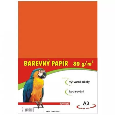 Barevný papír A3 STEPA, 100ks, 80g oranžový