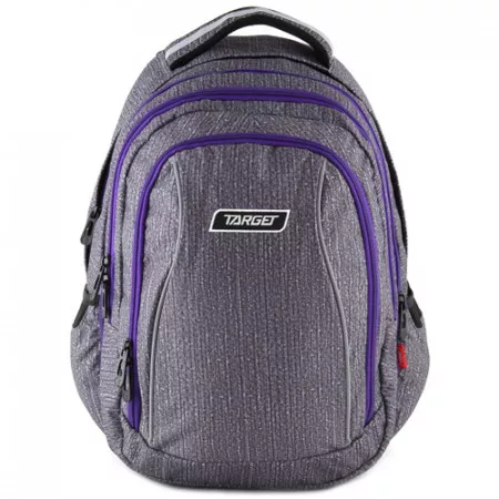 Školní batoh 2v1 Target, šedý s fialovými zipy