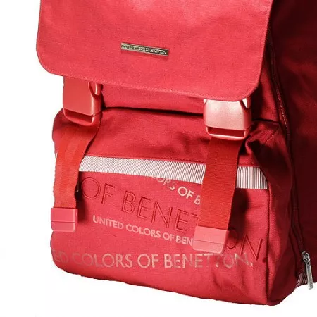 Školní batoh Benetton, červený, 2 spony