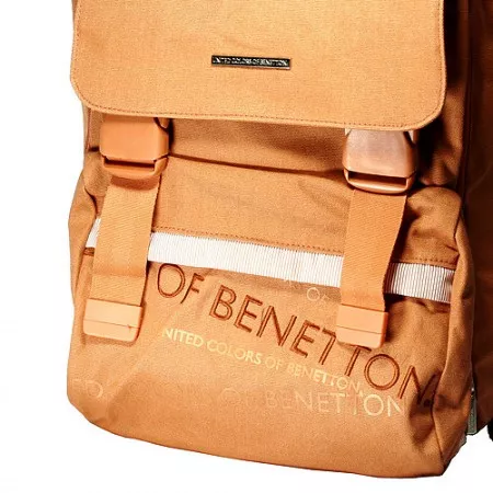 Školní batoh Benetton, oranžový, 2 spony