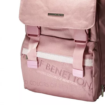 Školní batoh Benetton, růžový, 2 spony