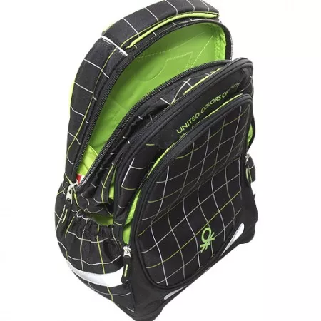 Batoh školní Benetton, United Colors Of Benetton, černé kostky