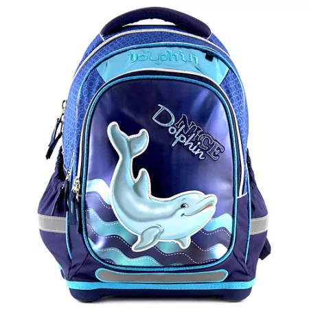 Školní batoh Dolphin, 3D nášivka/kroužky 
