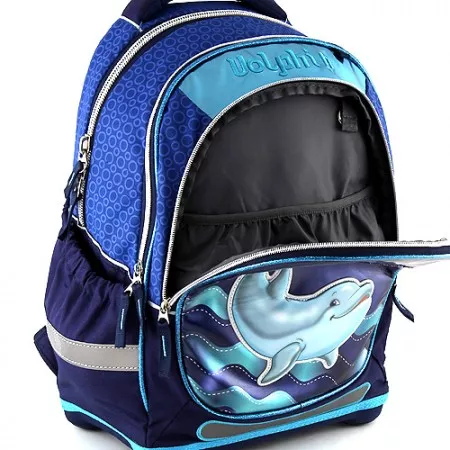Školní batoh Dolphin, 3D nášivka/kroužky 