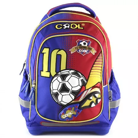 Školní batoh Goal, modro-červený, pevné dno 