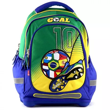 Školní batoh Goal, modro-zelený 