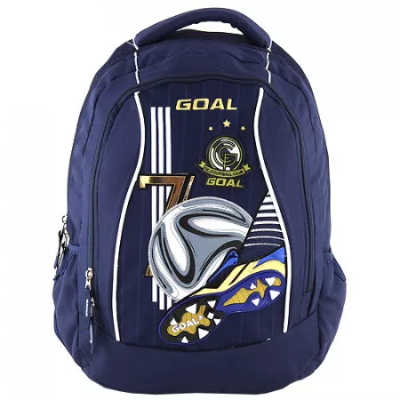 Školní batoh Goal, tmavě modrý, motiv fotbalu