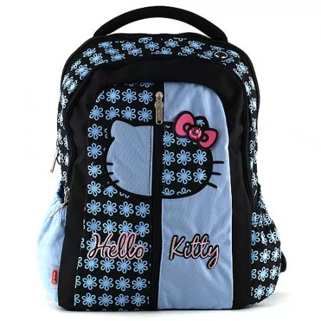 Batoh školní Hello Kitty, Blue Flower, černo-modrý