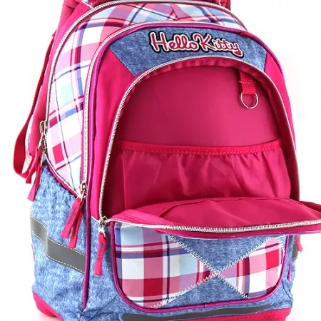 Školní batoh Hello Kitty, růžovo-modré kostky