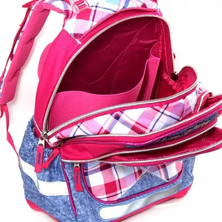 Školní batoh Hello Kitty, růžovo-modré kostky
