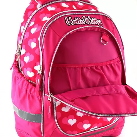 Školní batoh Hello Kitty, růžový se srdíčky