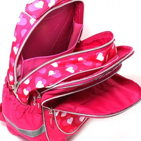 HELLO KITTY Batoh školní, růžový se srdíčky