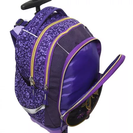 Batoh školní na kolečkách Target, Zlatý motýl, fialový