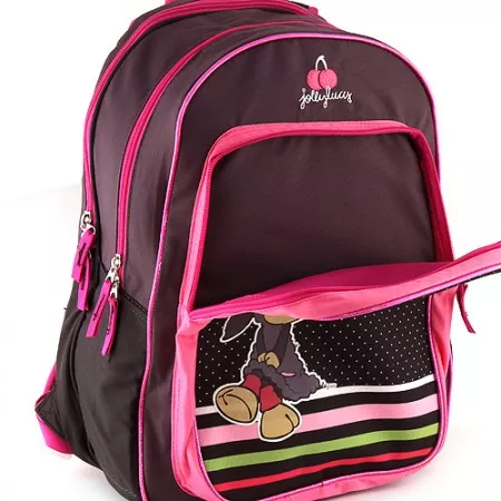 Batoh školní Nici, Jolly Lucy, růžovo-hnědý s puntíky