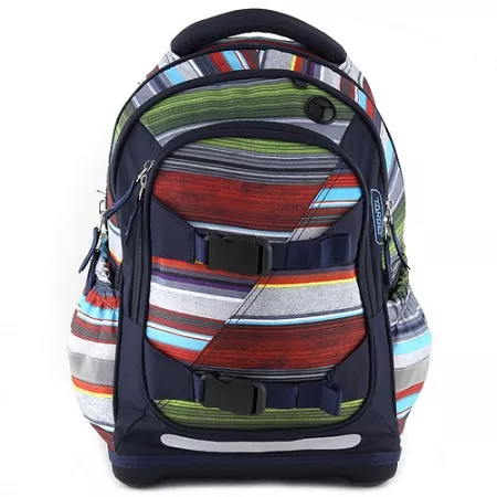 Školní batoh Target, tmavě modrý s barevnými pruhy