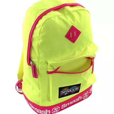 Studentský batoh 056978 Smash, neonově žlutý, koženkový pruh