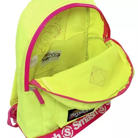 Studentský batoh 056978 Smash, neonově žlutý, koženkový pruh