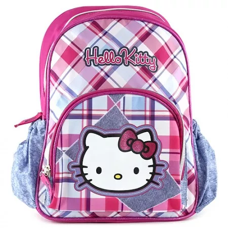 Batůžek Hello Kitty, Diamond, modrá jeans s kostkami