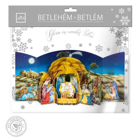 Betlém 3D skládací, 55 x 23 cm
