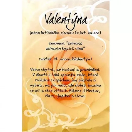 Blahopřání Kouzlo tvého jména Valentýna s textem