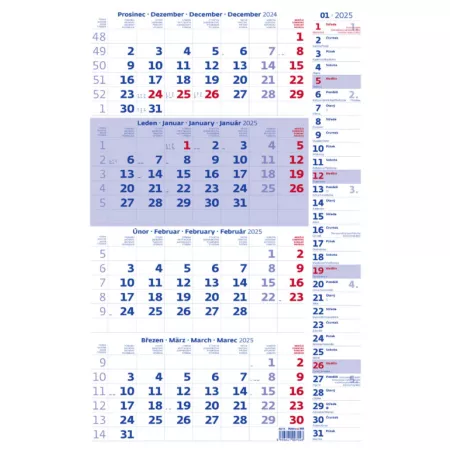 Čtyřměsíční kalendář modrý s poznámkami (N214-25)