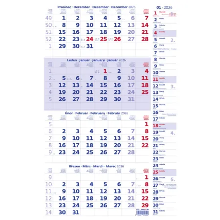 Čtyřměsíční kalendář modrý s poznámkami (N214-26)