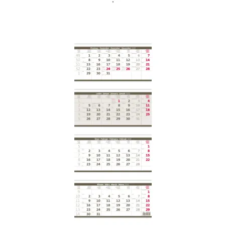 Čtyřměsíční kalendář skládaný šedý (N209-26)