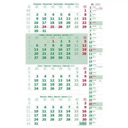 Čtyřměsíční kalendář zelený s poznámkami (N213-25)