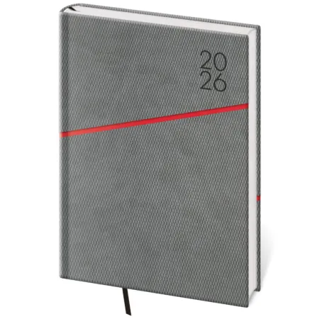 Denní diář A5 Grife šedo/červený (DGR422-8-26)