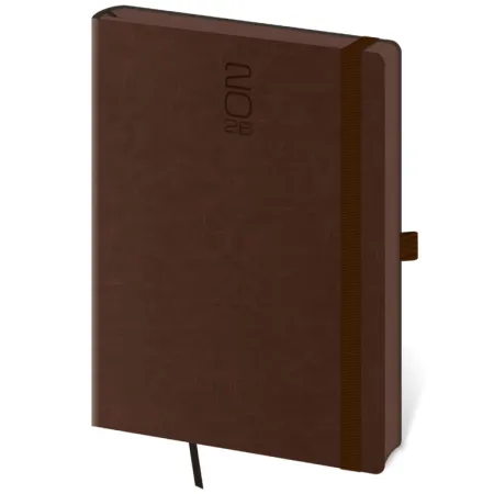 Denní diář A5 Memory tmavě hnědý s gumičkou (DM422-1-26)