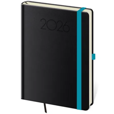 Denní diář A5 New Praga černý s gumičkou (DNP422-1-26)