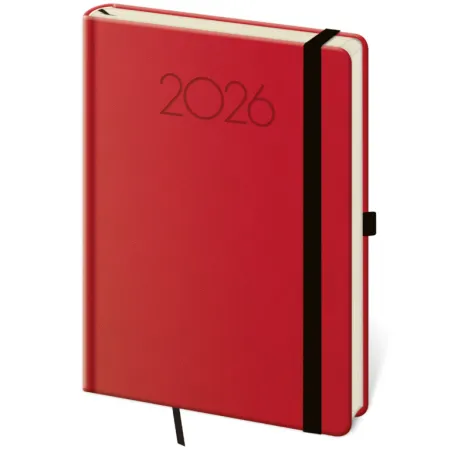 Denní diář A5 New Praga červený s gumičkou (DNP422-8-26)