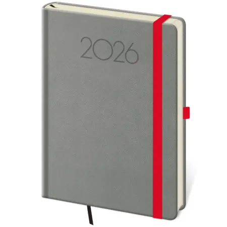 Denní diář A5 New Praga tmavě šedý s gumičkou (DNP422-4-26)