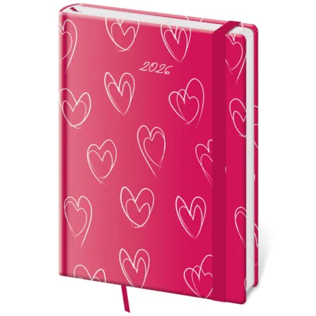 Denní diář A5 Vario Hearts s gumičkou (DV422-13-26)