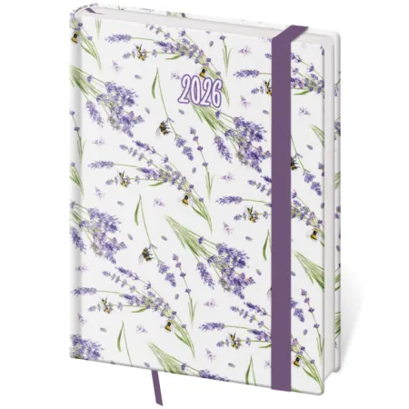 Denní diář B6 Vario Lavender s gumičkou (DV432-12-26)