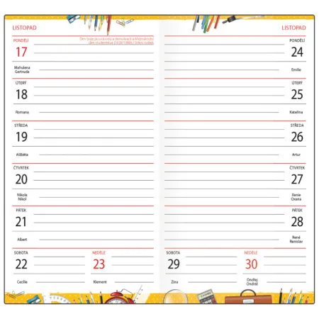 Diář školák Smiley 2025/26 - české kalendárium (CDS0601)