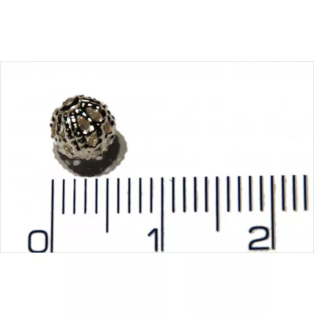 Filigrán, kovový korálek 6mm, otvor 1,5mm (postříbřeno)
