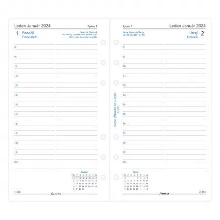 Filofax, Kalendář 2024 osobní, den/1 stranu, linky, ČJ+SJ