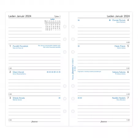 Filofax, Kalendář 2024 osobní, týden/2 strany, linky, ČJ+SJ