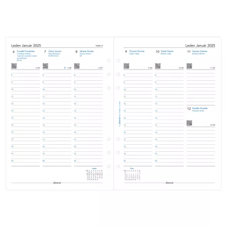 Filofax, Kalendář 2025 A5, týden/2 strany, linky, ČJ + SJ