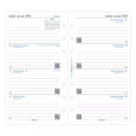 Filofax, Kalendář 2025 osobní, týden/2 strany, linky, ČJ + SJ