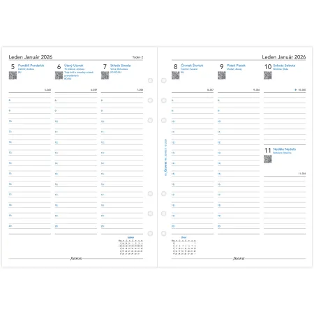 Filofax, Kalendář 2026 A5, týden/2 strany, linky, ČJ + SJ