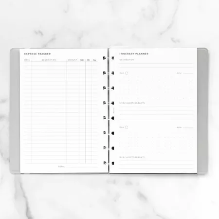 Filofax, Notebook, náplň A5, plánování cestování