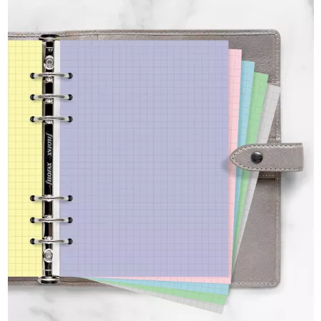 Filofax, Papíry pro diáře, čtverečkované, A5, mix pastelových barev