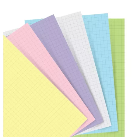 Filofax, Papíry pro diáře, čtverečkované, kapesní, mix pastelových barev