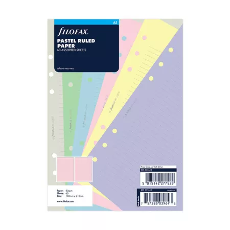 Filofax, Papíry pro diáře, linkované, A5, mix pastelových barev