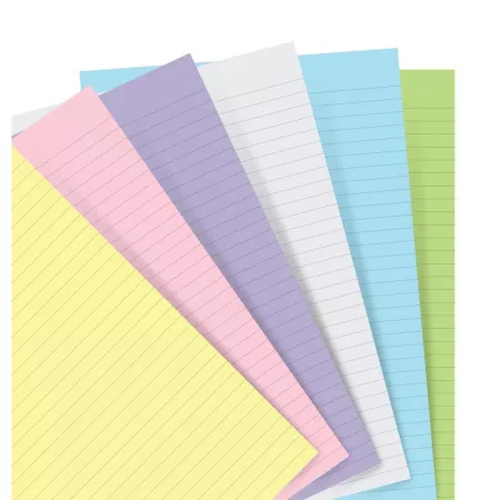 Filofax, Papíry pro diáře, linkované, kapesní, mix pastelových barev