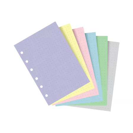 Filofax, Papíry pro diáře, tečkované, kapesní, mix pastelových barev