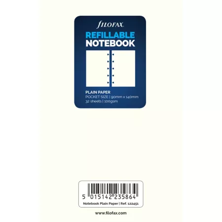 Filofax, Papíry pro notebook, čisté, kapesní, bílá