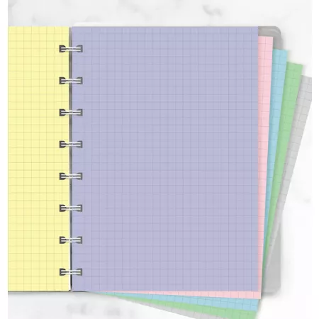 Filofax, Papíry pro notebook, čtverečkované, A5, mix pastelových barev